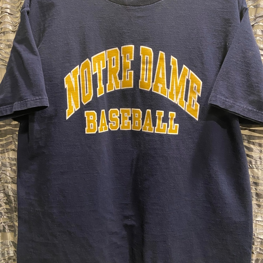 Fruit of the Loom Heavy Cotton Navy T-Shirt Notre Dame Baseball